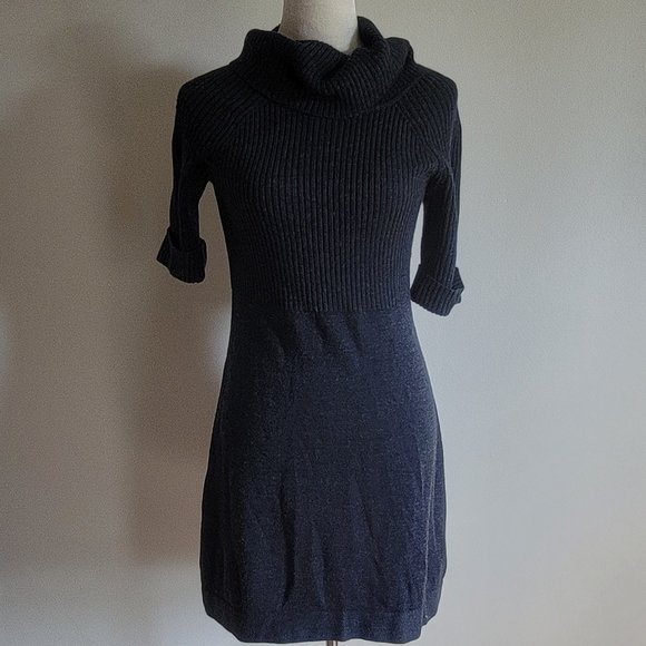 Dark Gray Cowl Neck LOFT Sweater Dress - Picture 1 of 3
